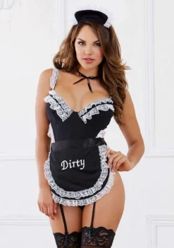 Dreamgirl French Maid Teddy – Black – O/S