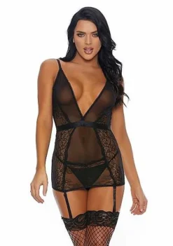 A Sheer Thing – Nachthemd Met Jarretelbandjes En Panty – XL
