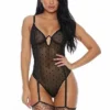 Naughty On The Dot Teddy With Garter Straps – Black L