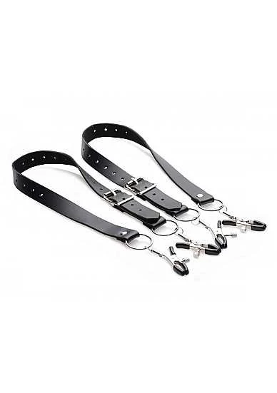 Spread Labia Spreader Straps With Clamps – Black 1 Spread Labia Spreader Straps With Clamps – Black