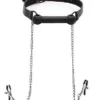 Strict – Silicone Bit Gag + Nipple Clamps – Black