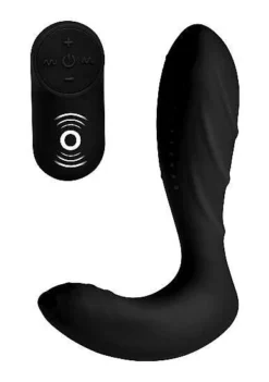 Silicone Prostate Vibrator With Remote Control – Black