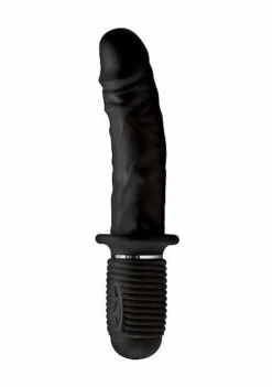 Power Pounder Vibrating And Thrusting Silicone Dildo – Black