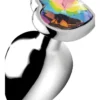 Rainbow Prism Heart Anal Plug – Large – Silver