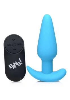 21X Vibrating Silicone Butt Plug With Remote Control – Blue