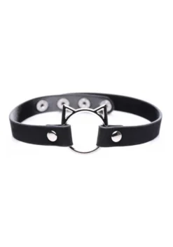 Kinky Kitty Ring Slim Choker – PU Leather – Black
