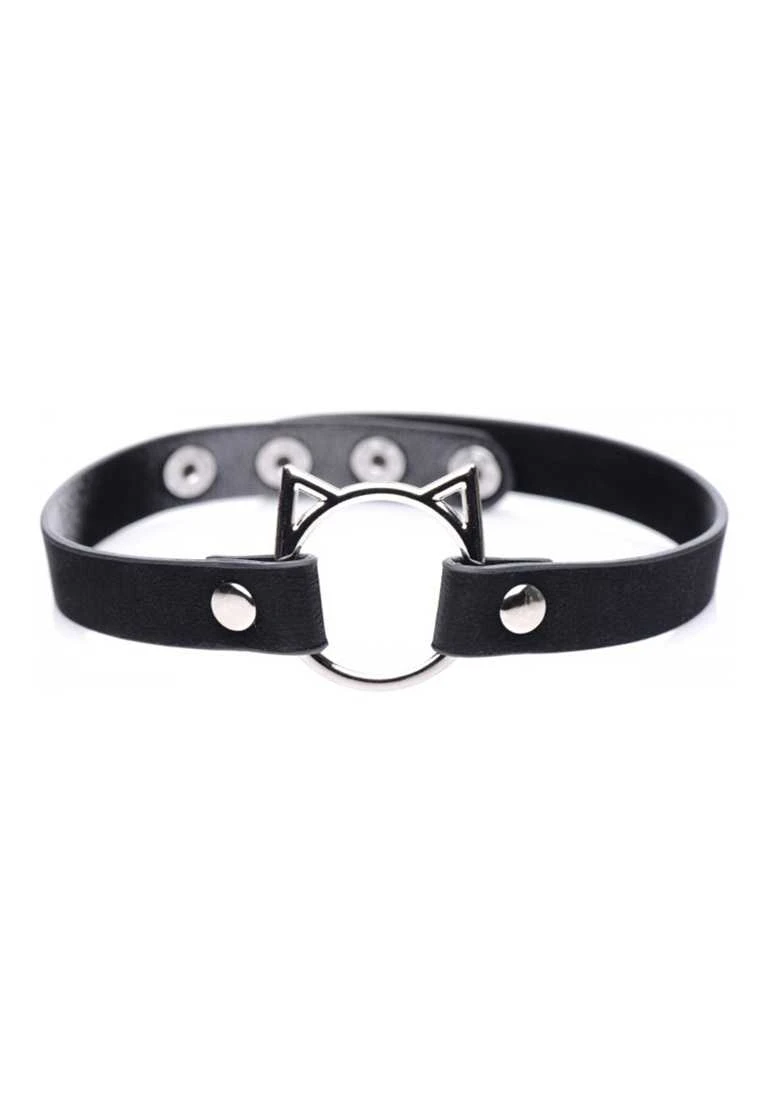 Kinky Kitty Ring Slim Choker – PU Leather – Black 1 Kinky Kitty Ring Slim Choker – PU Leather – Black