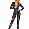 CHANCAY Mesh And Wetlook Catsuit – Black – L/ XL
