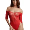 Crotchless Rhinestone Teddy – Red – O/S – O/S