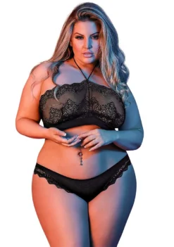Halter Bandeau & Panty Set – Black – L/ XL