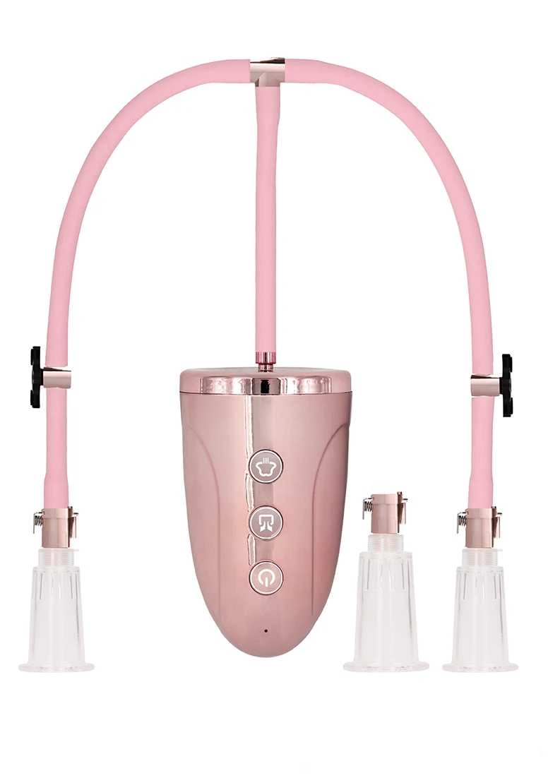 Automatic Rechargeable Clitoral & Nipple Pump Set – M – Pink 1 Automatic Rechargeable Clitoral & Nipple Pump Set – M – Pink